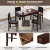 5-piece dining set featuring a brown veneered MDF tabletop and rubber wood legs, perfect for small dining rooms.