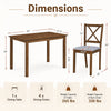 Rectangular dining table with four fabric chairs in gray, designed for small spaces, supporting up to 265 lbs.