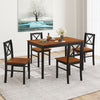 5-piece dining table set with acacia wood tabletop and 4 ergonomic chairs, perfect for kitchen or dining room use.