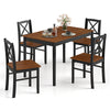 5-piece dining table set featuring a rectangular acacia wood tabletop and 4 ergonomic chairs for stylish kitchen dining.