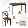 Dining table set with rectangular acacia wood tabletop and four ergonomic chairs, perfect for kitchen dining.