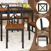 Dining chair with ergonomic slanted backrest and cross back design, part of a 5-piece coffee dining table set.