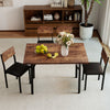 5-piece dining table set featuring a brown veneered MDF tabletop and 4 PU leather chairs, perfect for small spaces.
