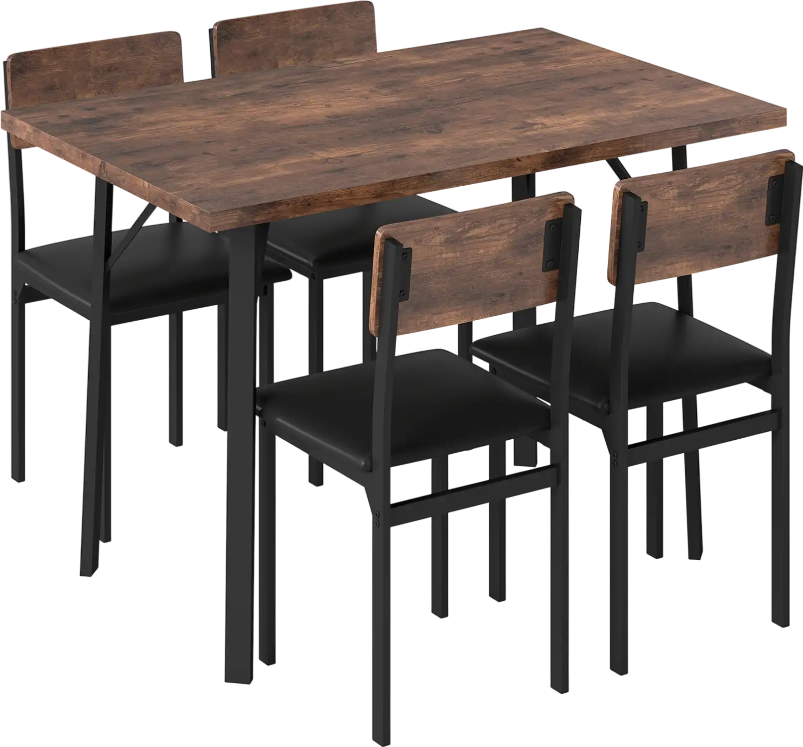 Costway 5-Piece Industrial Dining Table Set w/ 4 PU Leather Chairs for 4 66363277 New