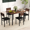 Industrial dining table set showcasing a brown veneered MDF top with four PU leather chairs, perfect for cozy.