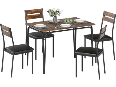 Costway 5-Piece Industrial Dining Table Set w/ 4 Armless Chairs 70822152 New