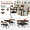5-piece industrial dining table set with rustic brown finish, featuring a spacious tabletop and four armless chairs for.