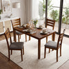 5-Piece Dining Table Set with Linen Fabric Upholstered Chairs and Solid Rubber Wood Frame for 4 People - Gallery View 2 of 10