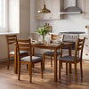 5-Piece Dining Table Set with Linen Fabric Upholstered Chairs and Solid Rubber Wood Frame for 4 People - Gallery View 3 of 10