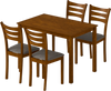 5-Piece Dining Table Set with Linen Fabric Upholstered Chairs and Solid Rubber Wood Frame for 4 People - Gallery View 1 of 10