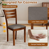 5-Piece Dining Table Set with Linen Fabric Upholstered Chairs and Solid Rubber Wood Frame for 4 People - Gallery View 8 of 10