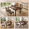 5-Piece Dining Table Set with Linen Fabric Upholstered Chairs and Solid Rubber Wood Frame for 4 People - Gallery View 9 of 10