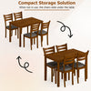 5-Piece Dining Table Set with Linen Fabric Upholstered Chairs and Solid Rubber Wood Frame for 4 People - Gallery View 10 of 10