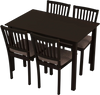 5-piece dark brown dining table set featuring a rectangular table and 4 upholstered chairs for stylish kitchen dining.