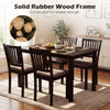 5-piece dining table set featuring a dark brown rectangular table and 4 upholstered chairs, ideal for kitchen use.