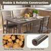 5-piece gray dining table set featuring rubber wood legs and padded chairs, perfect for family dinners and gatherings.