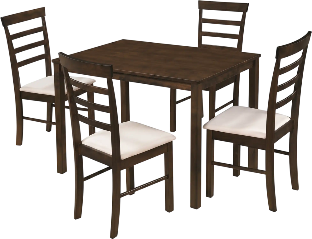 5-Piece Dining Table Set for 4 with Upholstered Chairs for Small Space and Dining Room - Gallery View 1 of 11