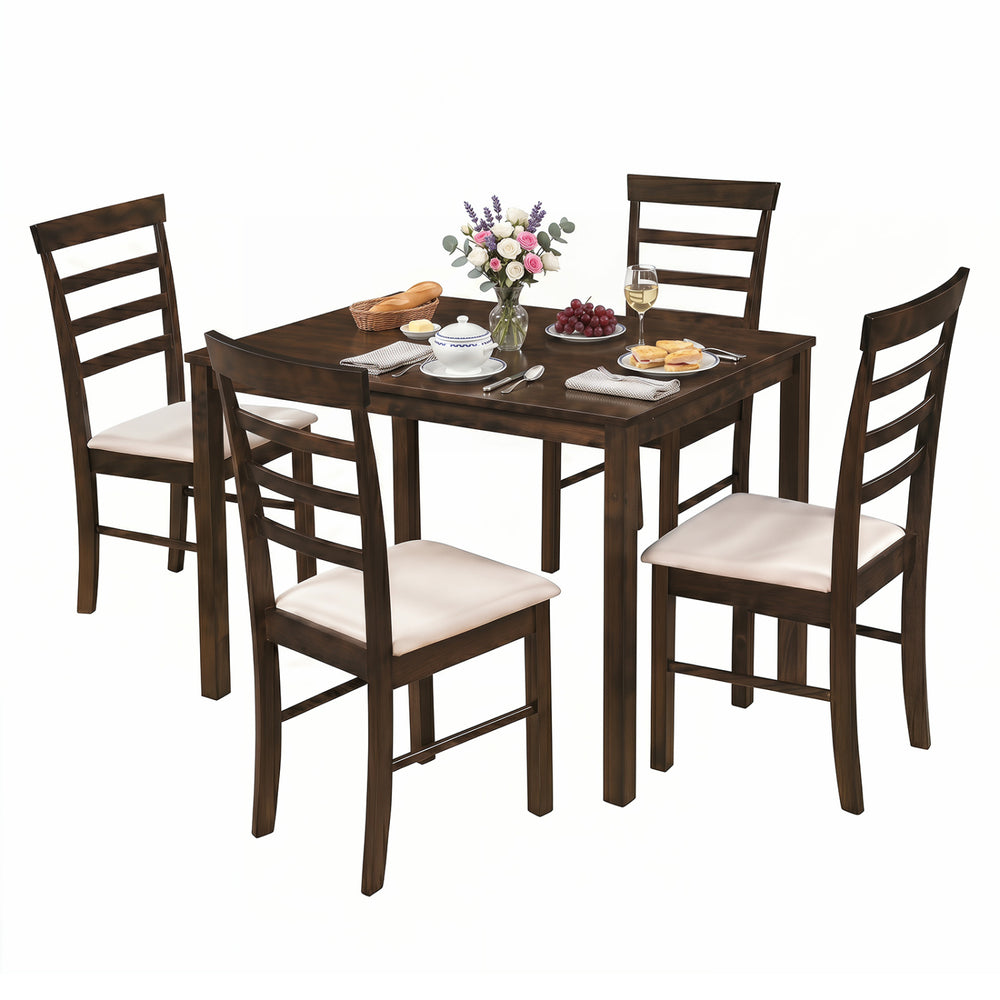 5-Piece Dining Table Set for 4 with Upholstered Chairs for Small Space and Dining Room - Gallery View 4 of 11