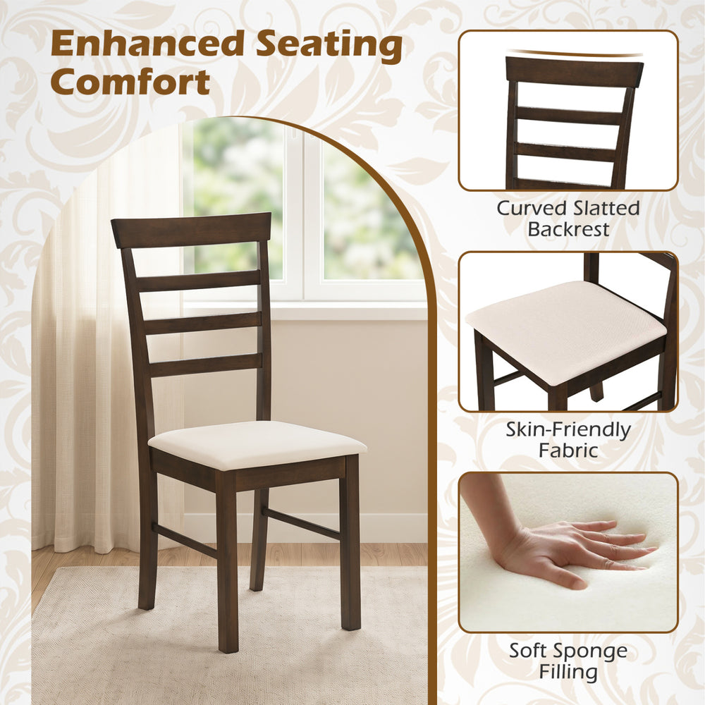 5-Piece Dining Table Set for 4 with Upholstered Chairs for Small Space and Dining Room - Gallery View 8 of 11