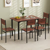 5 Piece Dining Table Set Industrial Style Kitchen Table and Chairs for 4-Walnut - Gallery View 1 of 10