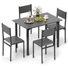 5-piece grey dining table set with ergonomic chairs, perfect for 4, ideal for dining or studying in any home decor.