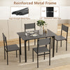 5-piece grey dining table set with ergonomic chairs, featuring a reinforced metal frame for stability and space-saving.