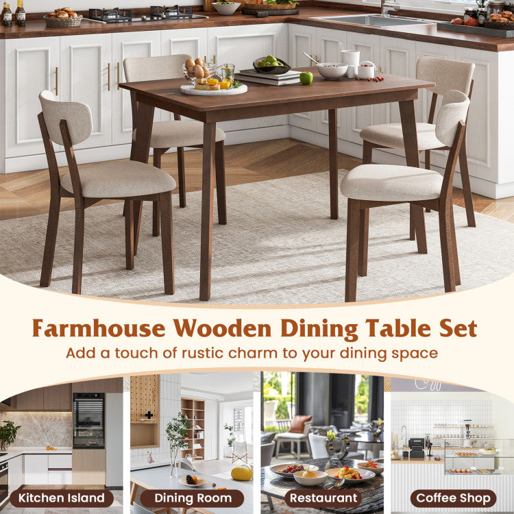 Costway Dining Table Set 5-Piece with Wood Frame and Padded Seat New
