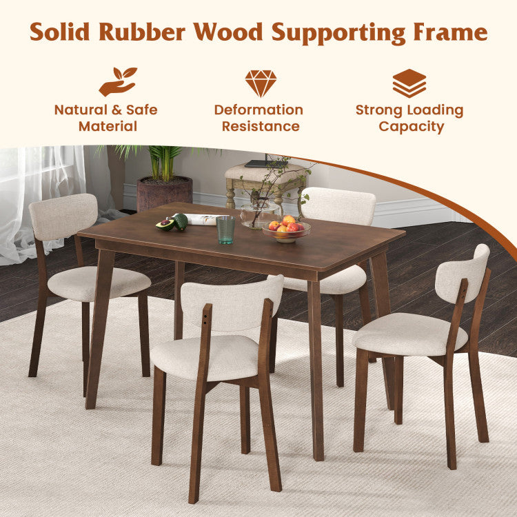Costway Dining Table Set 5-Piece with Wood Frame and Padded Seat New
