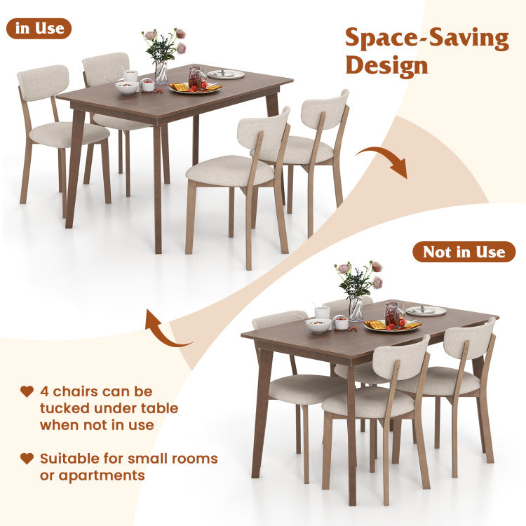 Costway Dining Table Set 5-Piece with Wood Frame and Padded Seat New