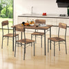 5-piece industrial dining table set with brown veneered MDF top and metal legs, perfect for small apartments and.