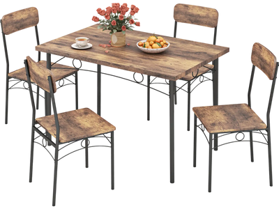 Costway 5-Piece Industrial Dining Table Set for 4 Small Space Apartment 23415276 New