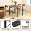 5-piece industrial dining table set with brown veneered MDF top and comfy chairs with curved backs, ideal for small.