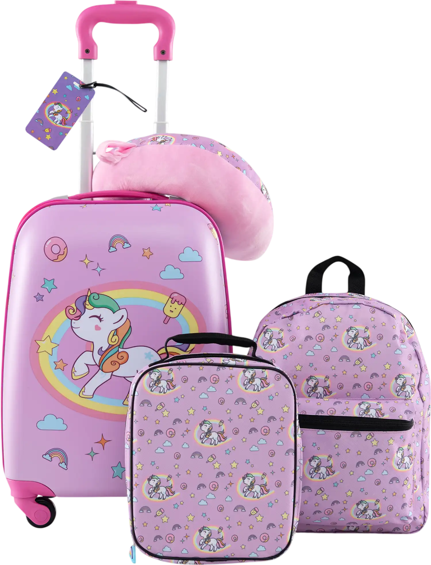 Costway 5 Piece Kids Luggage Set Backpack Neck Pillow Lunch Bag 38526947 New