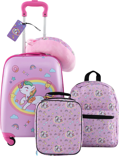 Costway 5 Piece Kids Luggage Set Backpack Neck Pillow Lunch Bag 38526947 New