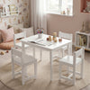 Kids table and chairs set in white, made of solid rubber wood, perfect for playrooms and activities.