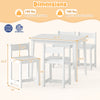 5-piece kids table and chairs set in white, made of solid rubber wood, ideal for playrooms and nurseries.