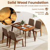 5-piece kitchen table set with light brown upholstered chairs, featuring a sturdy rubber wood frame for enhanced stability.