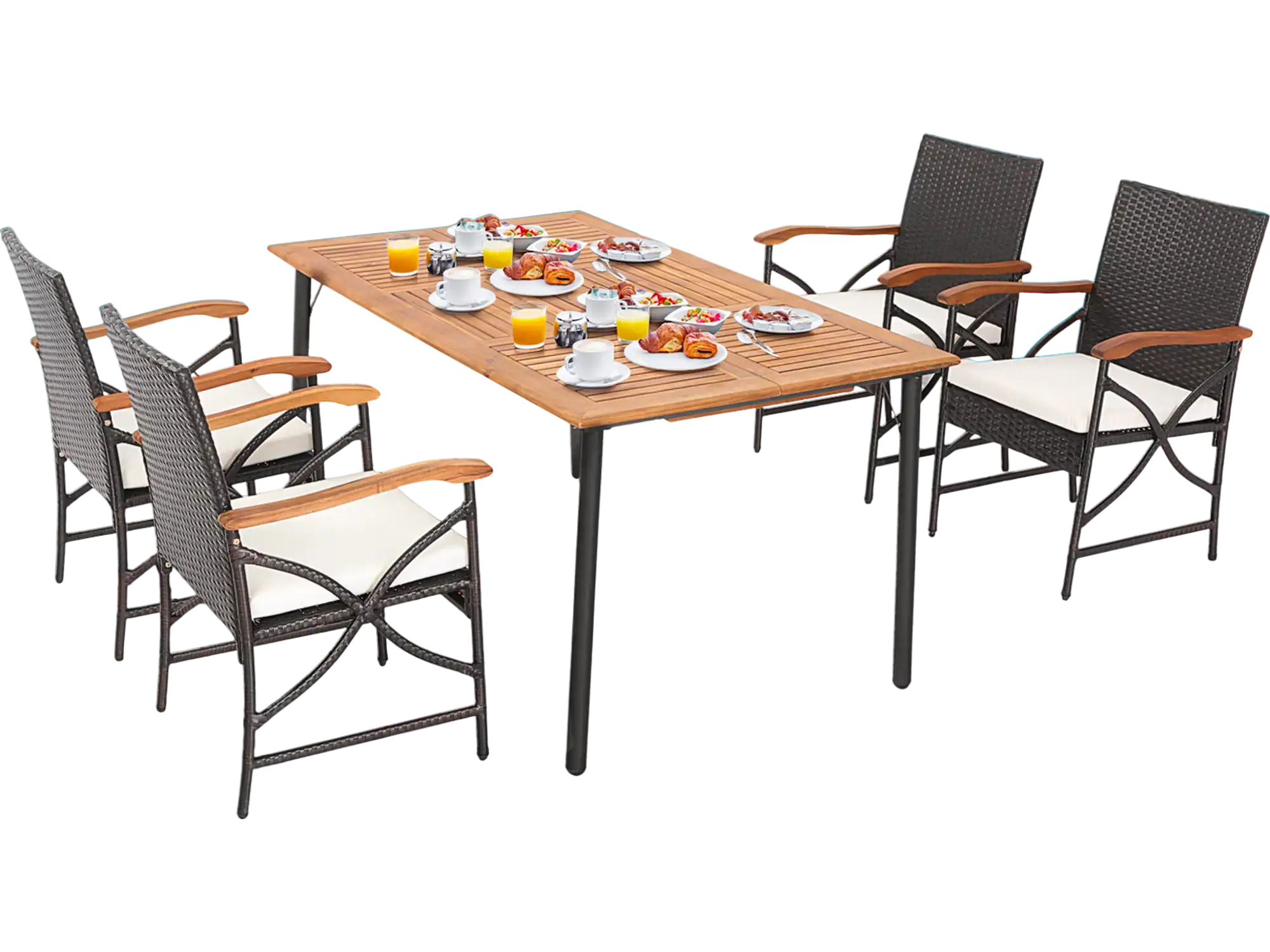 Costway 5/7-Piece Outdoor Patio Dining Set Acacia Wood Table 82316497 New