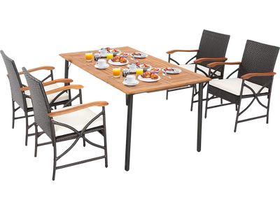 Costway 5/7-Piece Outdoor Patio Dining Set Acacia Wood Table 82316497 New