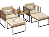 Elegant acacia wood chair set with beige cushions and metal frame, perfect for enhancing comfort in outdoor spaces.