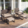 5-Piece Patio Conversation Set with 2 Ottomans and Tempered Glass Side Table-Beige - Gallery View 1 of 11