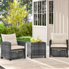 5 Piece Patio Rattan Furniture with 2 Ottomans and Tempered Glass Coffee Table-White - Gallery View 1 of 10