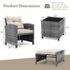 Patio rattan chair with soft cushion, featuring premium gray rattan, ideal for outdoor relaxation and comfort.