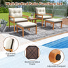 5-piece rattan furniture set featuring ergonomic chairs and a square coffee table, perfect for backyard relaxation.
