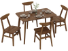 5-piece solid wood dining table set in walnut finish, perfect for small spaces, featuring a rectangular table and four.