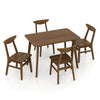 5-piece solid wood dining table set in walnut finish, featuring a rectangular table and four matching chairs.