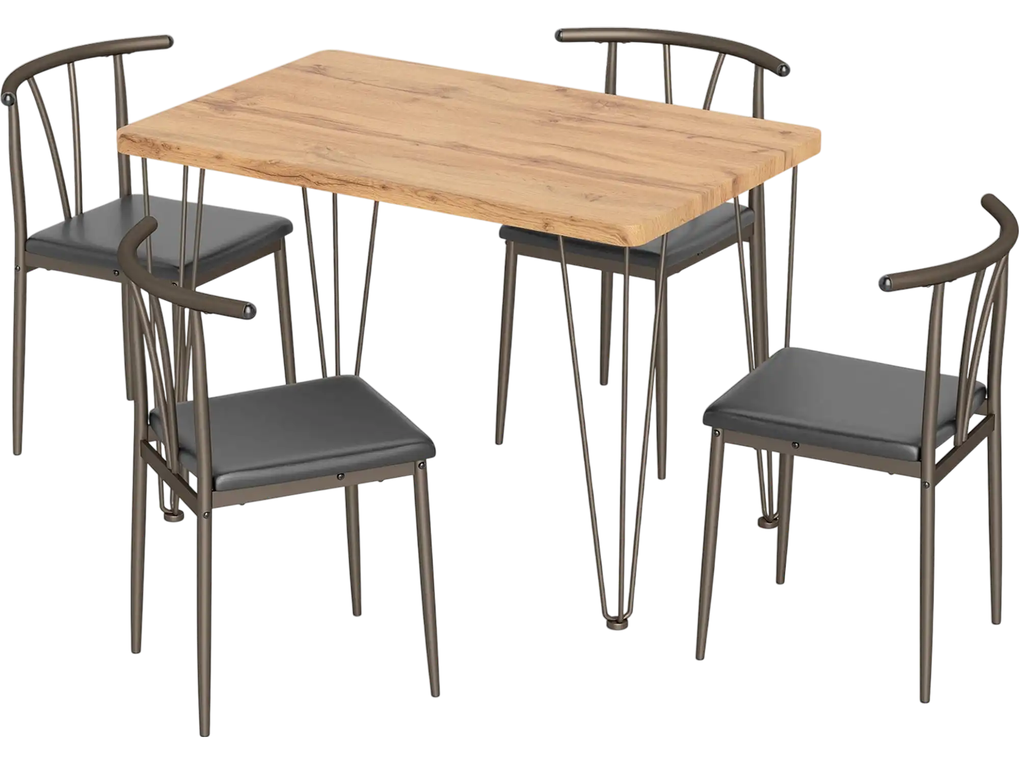 Costway 5-Piece Space-Saving Industrial Dining Table Set w/ 4 Armless Chairs 14332772 New
