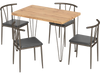 Rectangular dining table set with wood-like veneer and four armless chairs, perfect for space-saving kitchen use.