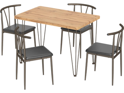 Costway 5-Piece Space-Saving Industrial Dining Table Set w/ 4 Armless Chairs 14332772 New