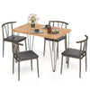 5-piece industrial dining table set with wood-like veneer and 4 armless chairs, perfect for space-saving in kitchens.